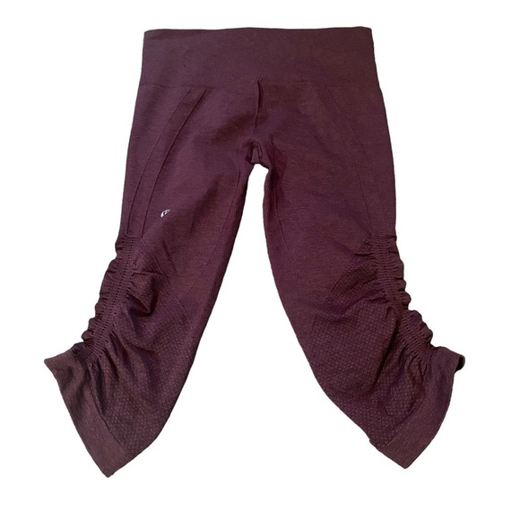 Lululemon In The Flow Crop II Bordeaux Drama Maroon Sz 4 - Picture 6 of 12
